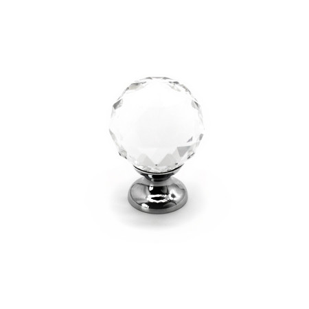 Ручка-кнопка Crystal, Хром, /30х30х40 мм, граненный шар, Модерн, Metakor, Бельгия